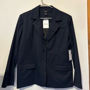Forever 21 Small Navy Blue Blazer White and Red Striped Blazer